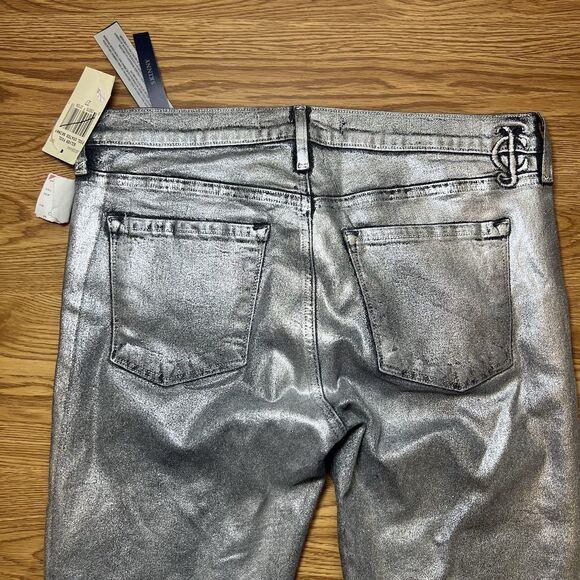 Juicy Couture Silver Foil Coated Skinny Women's Pants Jeans Sz 27 Metallic Y2K - Picture 10 of 11